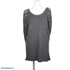 Vince gray open knit sleeve long sweater size